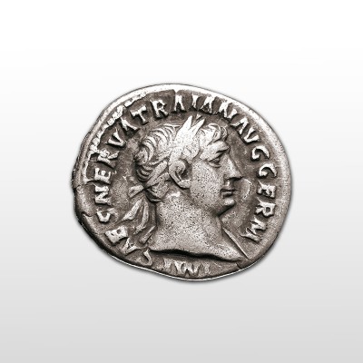 Il volto di Traiano sul denaro d'argento