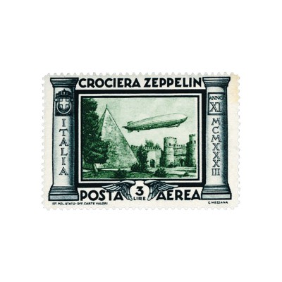 3 lire posta aerea, serie Zeppelin Italia 1933