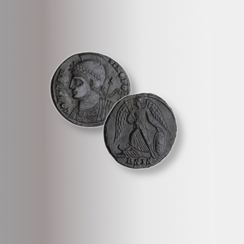 Moneta romana in bronzo con la Vittoria alata