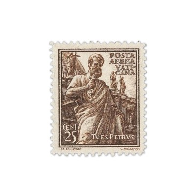 25 centesimi con San Pietro, posta aerea Vaticano
