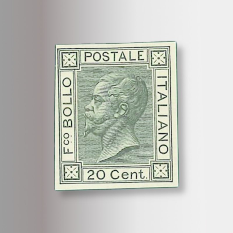 Prova d'archivio, il 20 centesimi nero del Regno d'Italia