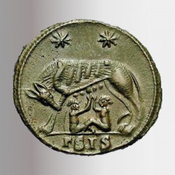 Il follis in bronzo di Romolo, Remo e la lupa