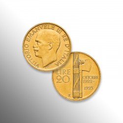 20 lire d'oro con fascio di...