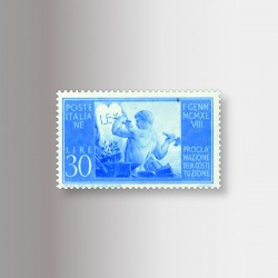Francobollo 30 lire azzurro Costituzione Italiana del 1948