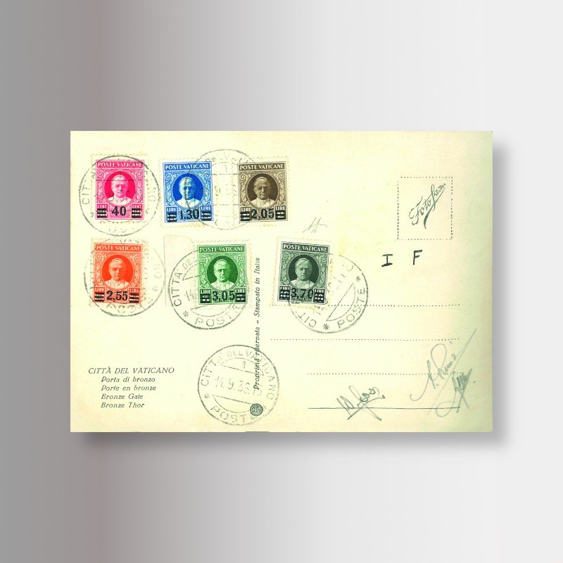 Serie Provvisoria del 1934, cartolina con francobolli del Vaticano