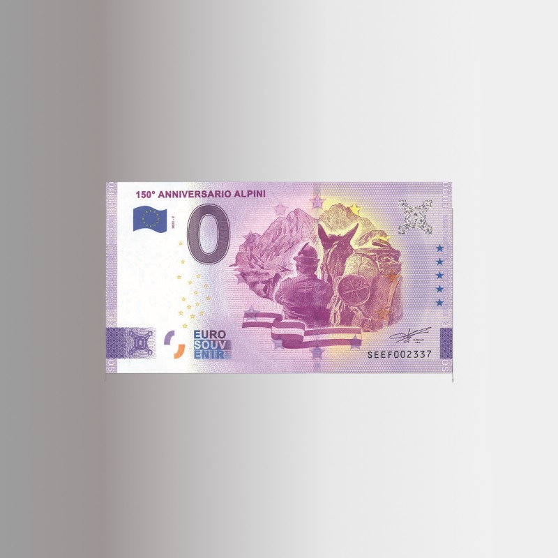 Banconota souvenir 0 euro W gli Alpini, il mulo