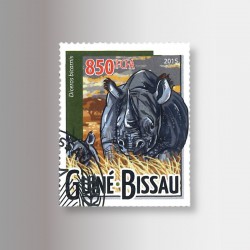I francobolli della collezione animali, li Rinoceronte